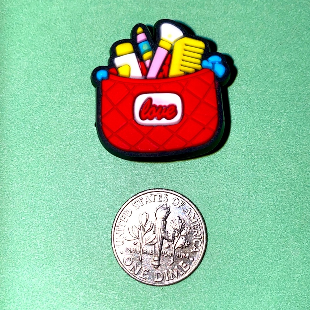 (10 for $15) Red Cosmetic Bag Beauty Crocs Shoe Charms